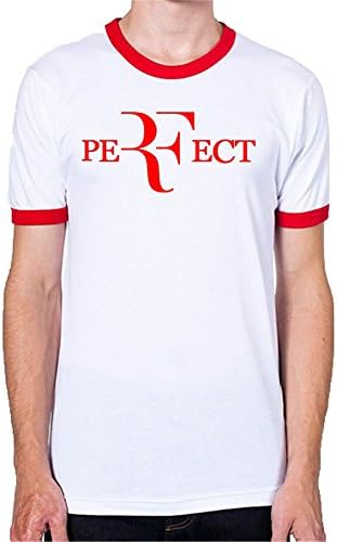 SumShirt Roger Federer A0295 White Red Mens Ringer T-Shirt Short Sleeve