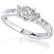 1/2ctw 14k White Gold Princess Cut Diamond Ring (HI/I1)