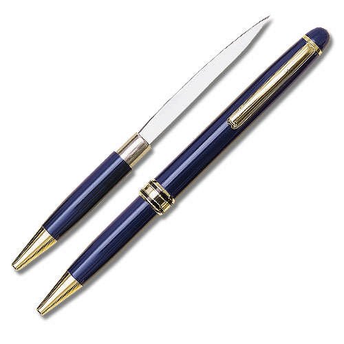 Deluxe Navy Ink Pen Knife with Straight Blade