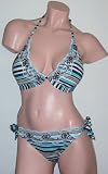 BECCA by Rebecca Virtue Halter Side Tie Bikini Swimsuit AQUA/BROWN...