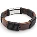 KONOV Mens Surfer Brown Leather Bracelet Stainless Steel Clasp, 12mm - 8