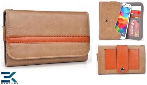 Universal Mobile Phone Cover Wallet fits T-Mobile myTouch 4G Case - BROWN & ORANGE
