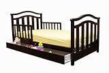Dream On Me Elora Collection Toddler Bed with Storage Drawer, Espresso