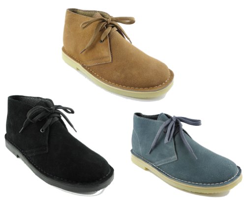 Womens Round Toe Real Suede Leather Desert Boots Black Blue Taupe Sizes 3-8