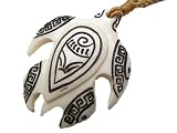 HAWAIIAN HONU TRIBAL TATTOOED SEA TURTLE CARVED BONE PENDANT/ NECKLACE