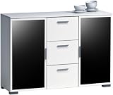 Maja 40444235 Kommode 1.161 x 826 x 375 mm, wei&szlig; uni - Schwarzglas
