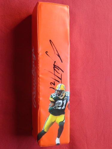 Green Bay Packers Charles Woodson Autographed Custom Photo Football End Zone Pylon, Proof Photo of Charles Signing for Us.
