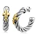 Sterling Silver 18K Gold 1/2 Hoop Twisted Earrings