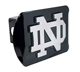 University of Notre Dame FIGHTIN IRISH "Black with Chrome "ND" Emblem" NCAA College Sports Trailer Hitch Cover Fits 2 Inch Auto Car Truck Receiver