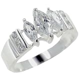 Triple Marquise Cz Sterling Silver Promise Ring