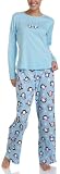 Cinema Etoile Women's 3-Piece Party Penguins Pajama Set