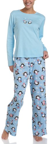 Cinema Etoile Women's 3-Piece Party Penguins Pajama Set