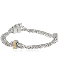 Bronze and 18k Yellow Gold Plated Two-Tone Yellow Diamond Accent Double Rope Design Bracelet, 7.25"