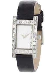 French Connection Womens FC1021GR Classic Black Leather Stainless Steel Case Watch