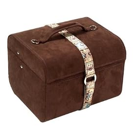 Wolf London Amberley Medium Brown Suede Square Jewel Case