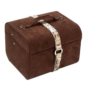 Wolf London Amberley Medium Brown Suede Square Jewel Case