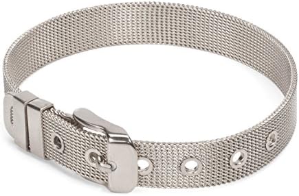 Mesh Chain Bracelet - 8.5" Adjustable Closure Wrap Band in Gold &amp; Silver Stainless Steel - Women's Fashion Jewelry (Silver)