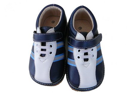 Toddler Boutique Squeaky Shoes - Blue White Leather Toddler Boutique Squeaky Shoes - Blue White Leather
