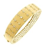 Matte Gold Vermeil Floral CZ Diamond Cuff Bracelet