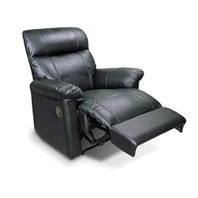 Black Leather Sofa Motion Club Chair Reclliner by AtHomeMart