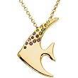 14K Yellow Gold Multicolor Gemstones and Diamond Angelfish Brooch/Pendant