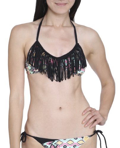 Wet Seal Women's Ethnic Fringe Bikini Top M Black