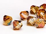  : Glasperlen zum Auff&auml;deln von Swarovski Doppelkegel 4mm (Crystal-Copper), 96 St&uuml;ck