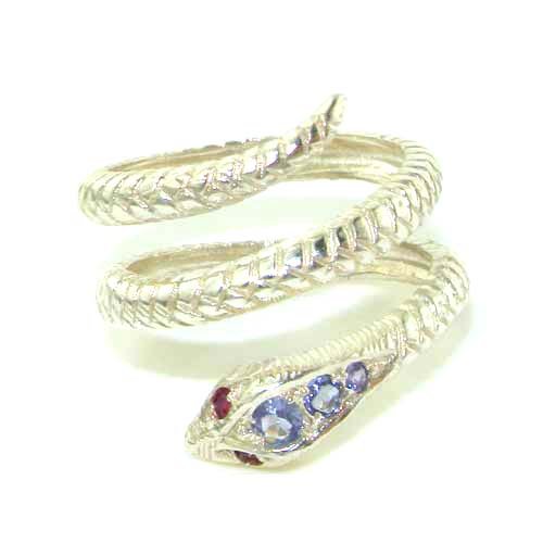 Click To Fabulous Solid Sterling Silver Natural Tanzanite & Ruby Detailed Snake Ring - Finger Sizes 5 to 12 Available Details... Fabulous Solid Sterling Silver Natural Tanzanite & Ruby Detailed Snake Ring - Finger Sizes 5 to 12 Available