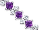 Distinctive Design 9.00 carats total weight Princess Cut Amethyst White CZ Gemstone Bracelet in Sterling Silver Rhodium Finish