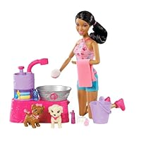 Barbie Suds and Hugs Pups African-American Doll Playset