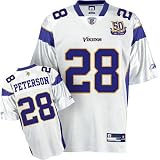 Reebok Adrian Peterson Minnesota Vikings White 50th Anniversary Authentic Jersey Size 52