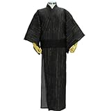 アスナロ(浴衣) 浴衣 メンズ 男性 ゆかた しじら織り 帯付 セット 大人 和服L 4-黒-金糸