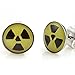 Trendy Stainless Steel Nuclear Symbol Stud Earrings for Men (Black Yellow)