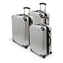 3-tlg. Hartschalen-Kofferset aus Polycarbonat - Trolley Koffer Reisekoffer in SILBER