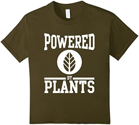 Kids Powered by Plants, Green T-shirt for Vegans 12 Olive