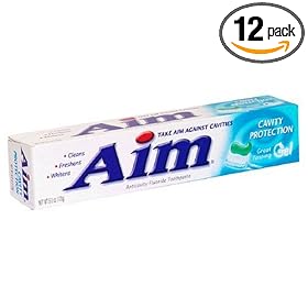Aim Cavity Protection Anticavity Fluoride Toothpaste, Ultra Mint Gel, Packaging May Vary,  6-Ounce Tubes  (Pack of 12)