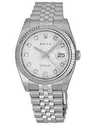 Rolex Datejust Silver Jubilee Diamond Dial Jubilee Bracelet 18k White Gold Fluted Bezel Mens Watch 116234SJDJ