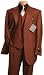 3- Piece Vested Mens Single Breasted 3 Button Cognac Suit