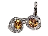 18K White Gold Earrings with European Leverback, Enhanced with Citrine an Diamond Accents