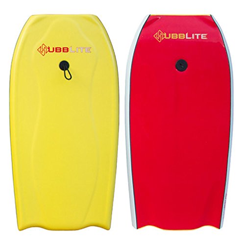 Hubboards Hubb Lite EPS 45 BT Bodyboard - Yellow deck, White rails, Red bottom