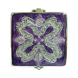Purple Elegant Square Bejeweled Compact Mirror