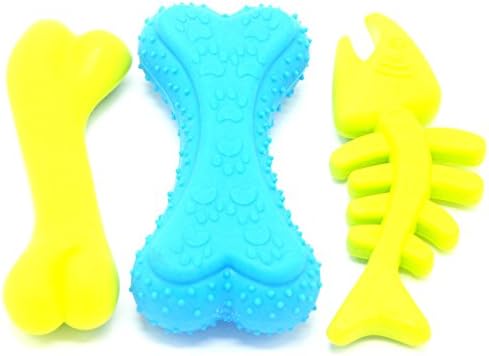 Pet Toys, Dog Toys, Cat Toys - Pet Squeaky Toys, Pet Chew Toys - Squeaky Bone, Chew Bone, Chew Fish - With You6688 - Environmental Toys - Color May Vary - 3 Pieces