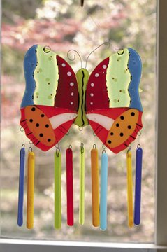 Fused Glass Butterfly Windchime and Sun Catcher