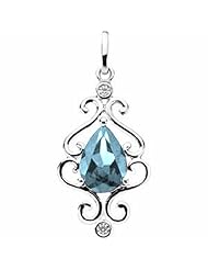 14K White Gold Pear Cut Aquamarine and Diamond Pendant -- LIFETIME WARRANTY