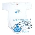 BABY BODYSUIT WHITE " LIGHT BLUE STORK CAPE VERDEAN " CAPE VERDE