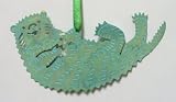 Sea Otter Original Brass Ornament with Patina Finish for Holidays and all Season Room Decoration Handmade in USA