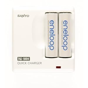 Sanyo Eneloop 2 Pack AA NiMH Pre-Charged Rechargeable Batteries w/ Charger