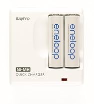 Sanyo Eneloop 2 Pack AA NiMH Pre-Charged Rechargeable Batteries w/ Charger