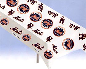 New York Mets Plastic Table Cover Heavy Duty Officially Licensed Team Logo