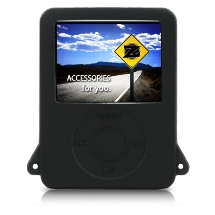 yooZoo iPod Nano 3G Premium Silicone Case with lanyard for Apple iPod Nano 3rd Gen MP3 Player - Midnight Black